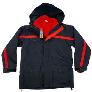 Vintage Marlboro 3-in-1 Jacket Mens Size S Black Red Detachable Inner Fleece New
